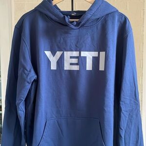 YETI Men’s Navy Logo Pullover Hoodie Sweatshirt Size Medium